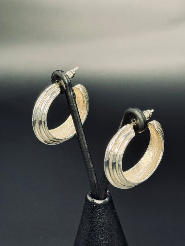 Sterling Silver Hoop  bevels Earrings .