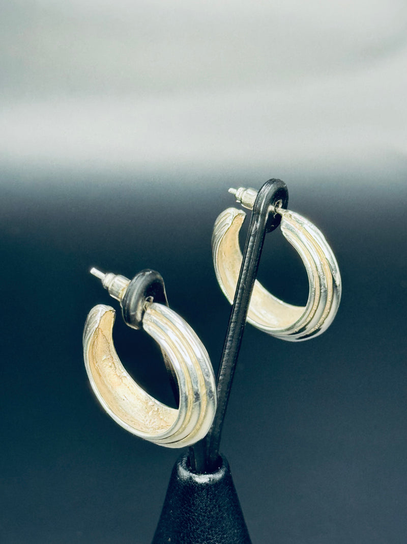 Sterling Silver Hoop  bevels Earrings .