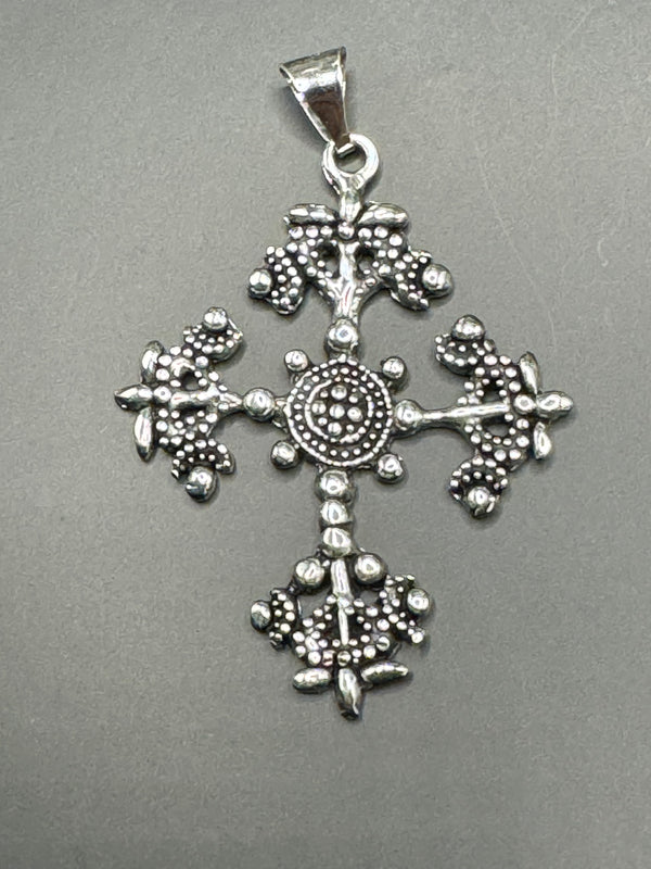 Sterling Silver Cross Pendant Mediterranean style .