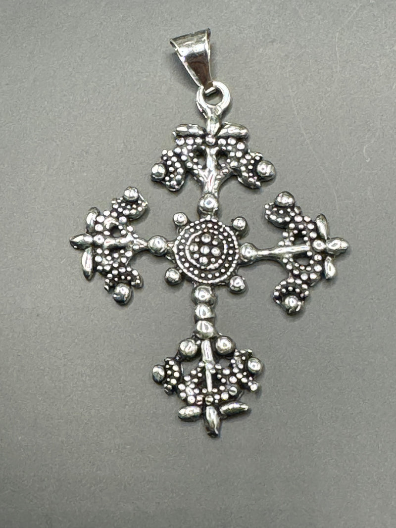 Sterling Silver Cross Pendant Mediterranean style .