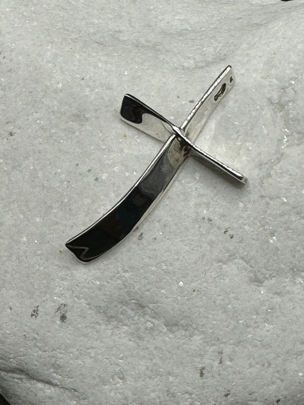 Sterling Silver Contemporary Cross Pendant .