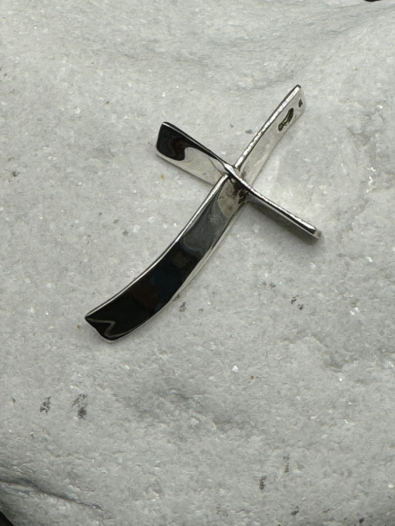 Sterling Silver Contemporary Cross Pendant .