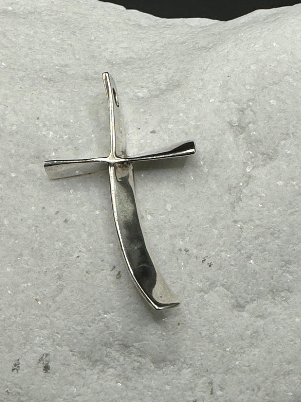 Sterling Silver Contemporary Cross Pendant .