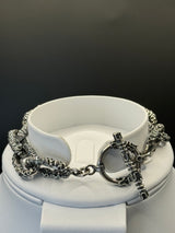 Sterling Silver Beaded chain link bracelet .