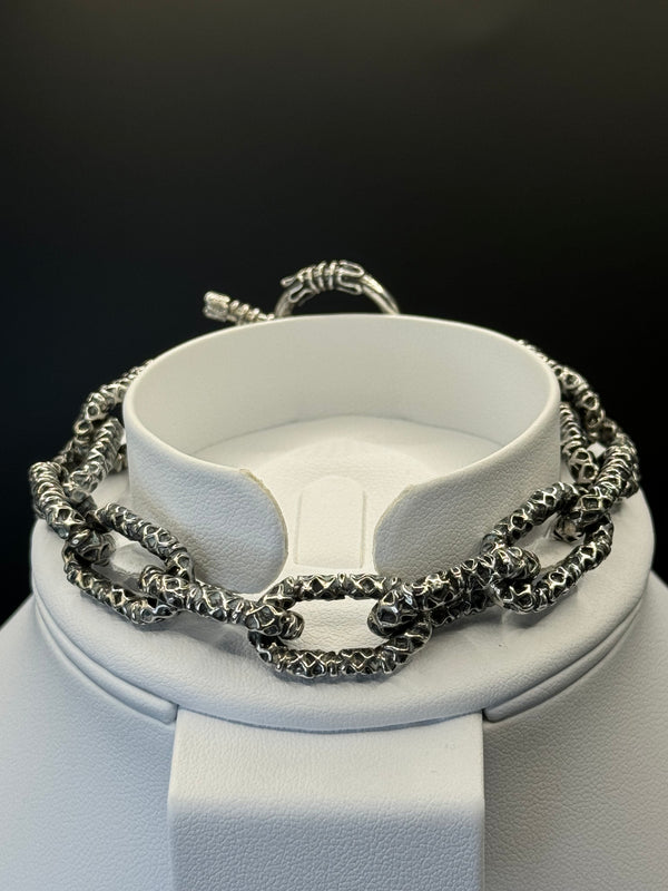 Sterling Silver Beaded chain link bracelet .