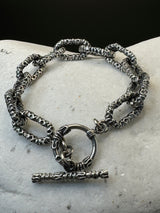 Sterling Silver Beaded chain link bracelet .