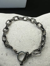 Sterling Silver Link Rustic Bracelet.