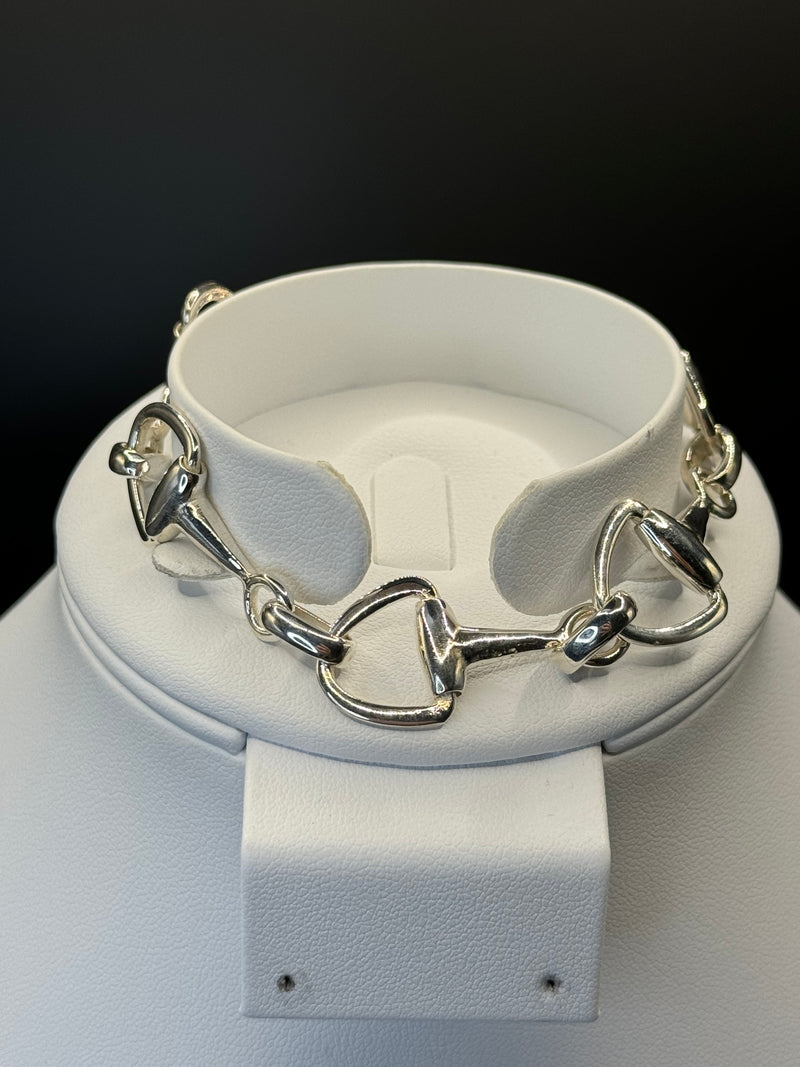 Sterling Silver Stirrup Bracelet .