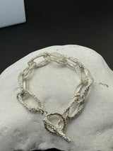 Sterling Silver High Fashion Frosted Bracelet.