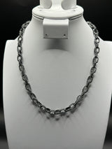 Sterling Silver Rustic Beaded Link Necklace .