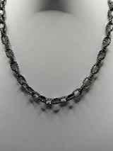 Sterling Silver Rustic Beaded Link Necklace .