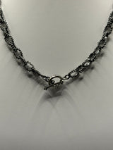 Sterling Silver Rustic Beaded Link Necklace .