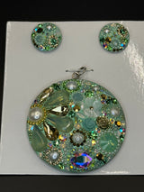 Multi Color Crystals Round Earrings & Pendant