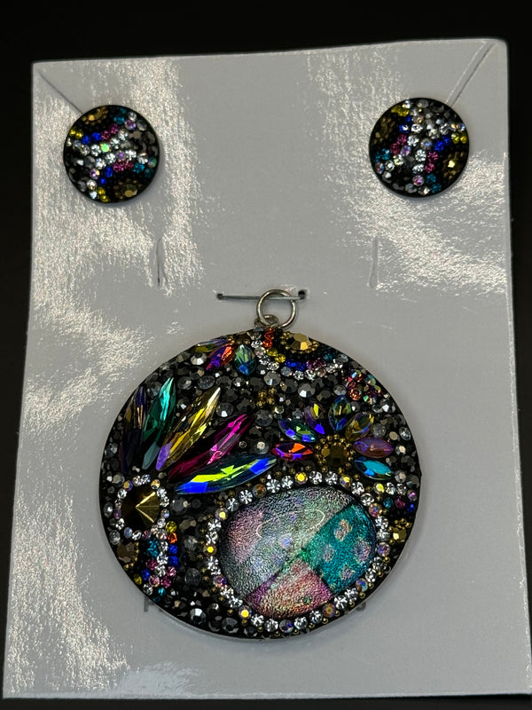 Multi color Crystal Moon & Earrings.