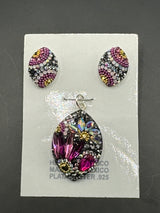 Brilliant Crystals Oval Pendant & Earrings . Small .