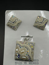 Brilliant crystals in soft whites Pendant & Earrings . Small size