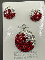 Brilliant crystals in rouge Pendant & Earrings . Small