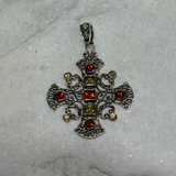 Yellow & Orange Cross Crystal Pendant