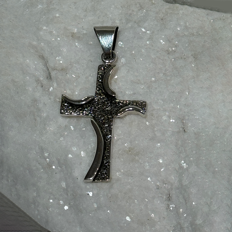 Rustic Pebbled Cross Pendant