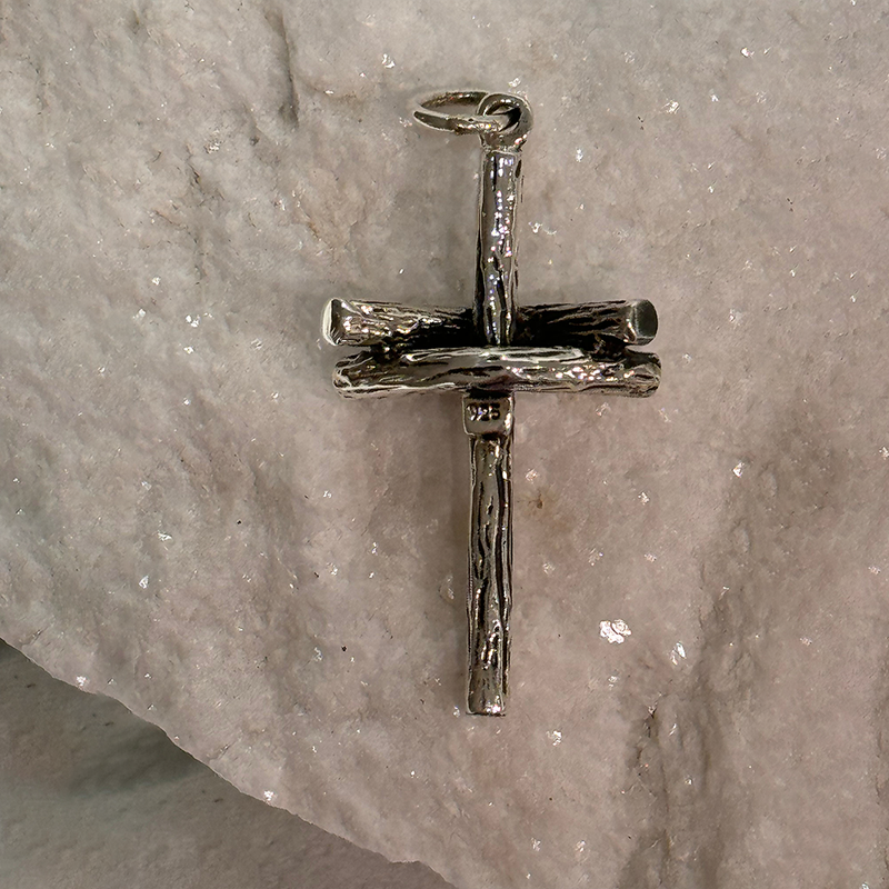 Rustic Sterling Silver Cross Pendant