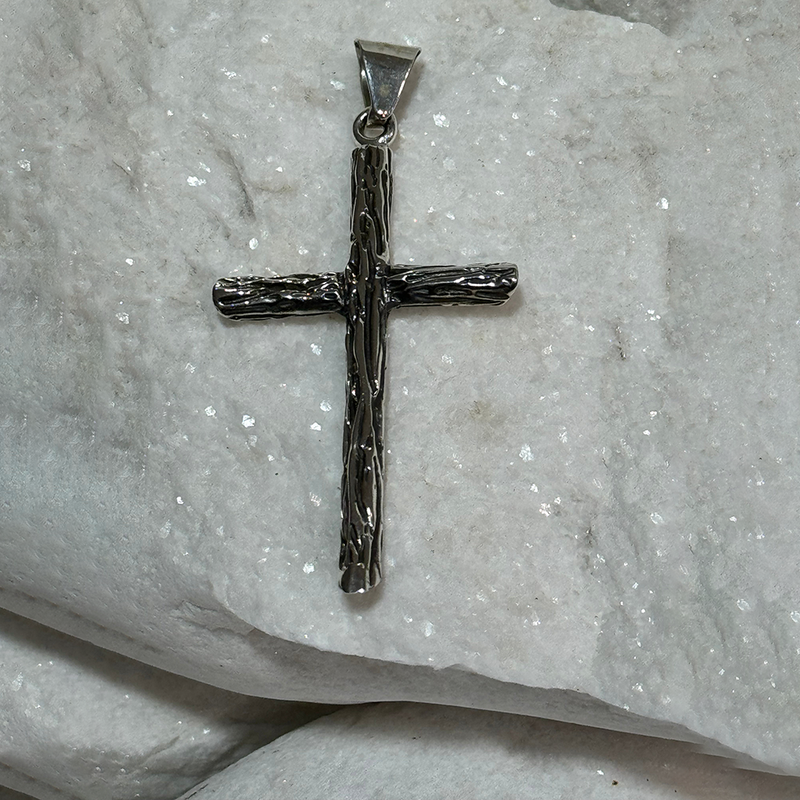 Sterling Silver Rustic Cross Pendant