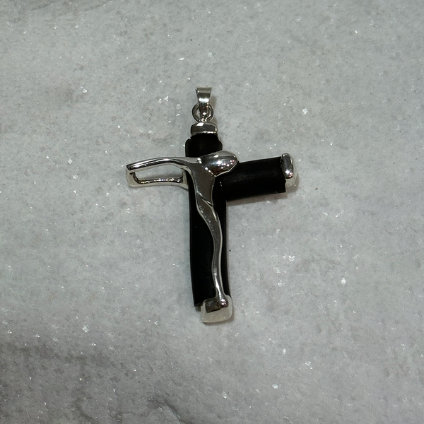 Rubber Inlay-sided Cross Pendant