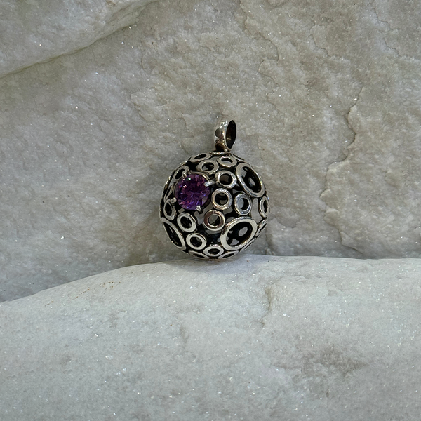 Filigree Sphere With Crystal Pendant