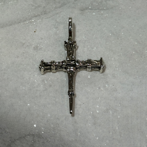 Rustic Cross Sterling Silver Pendant