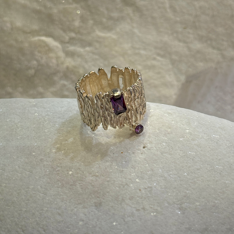 Amethyst Color Crystal Ring